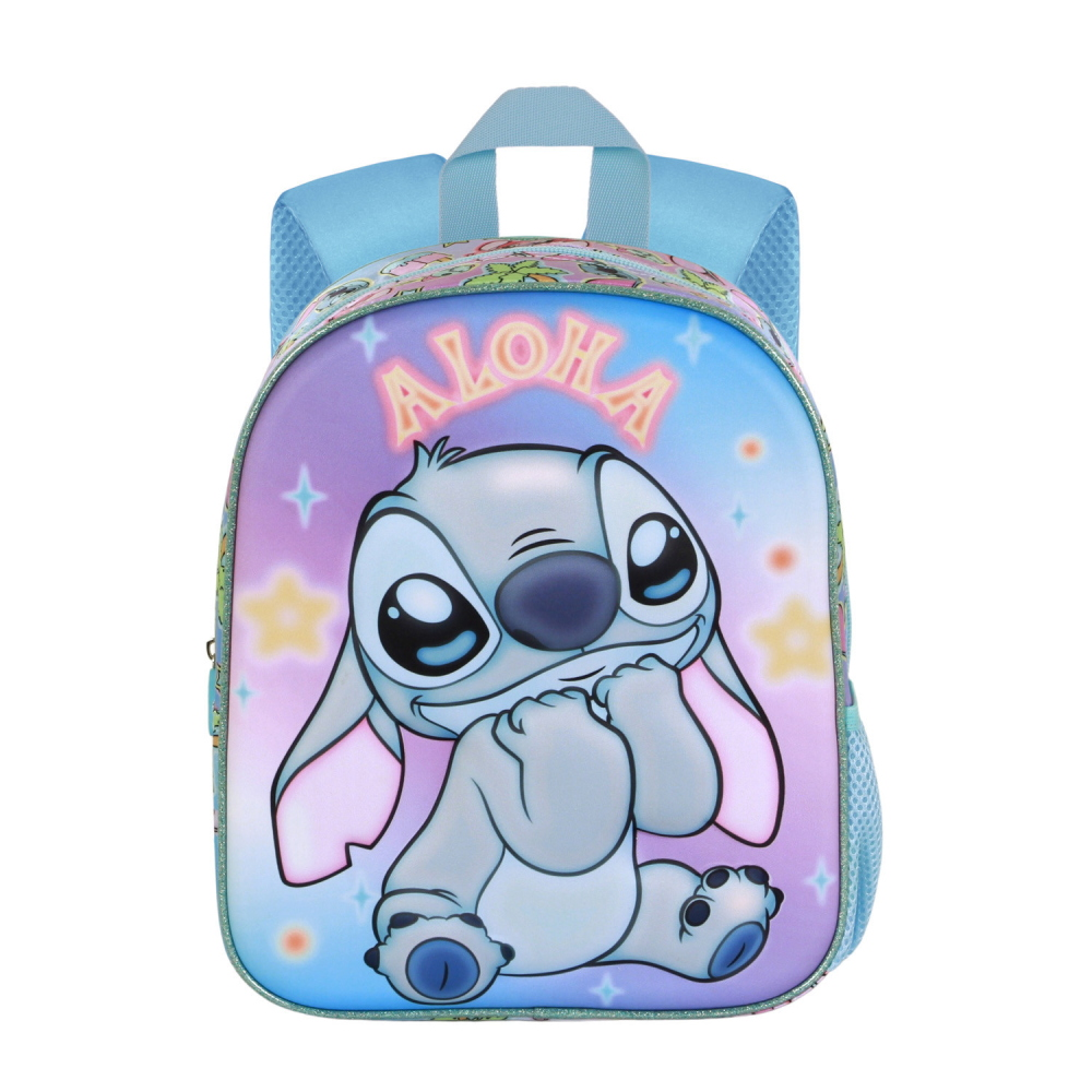 ZAINO ASILO 3D STITCH DISNEY BORSA 31 CM CON SPALLACCI IMBOTTITI E TASCA LATERALE - 09620