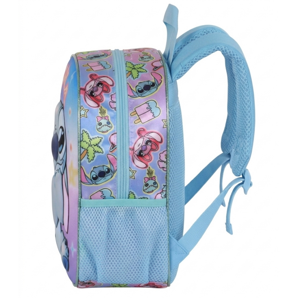 ZAINO ASILO 3D STITCH DISNEY BORSA 31 CM CON SPALLACCI IMBOTTITI E TASCA LATERALE - 09620