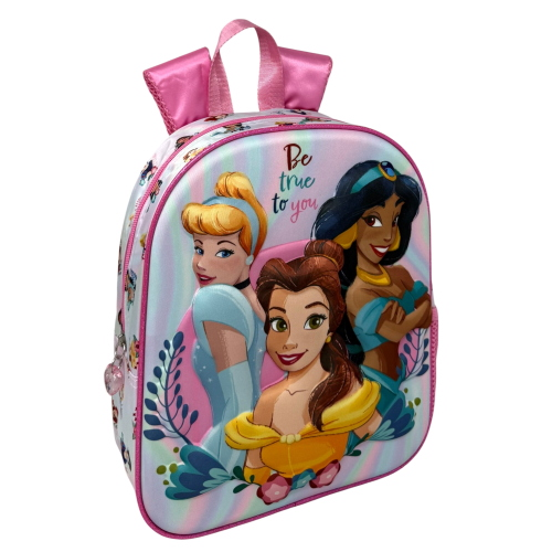 ZAINO ASILO 3D PRINCIPESSE DISNEY BORSA 31 CM CON SPALLACCI IMBOTTITI E TASCA LATERALE - 08159