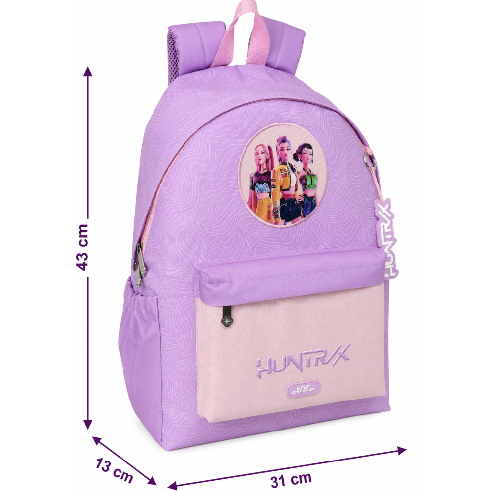 ZAINO SCUOLA HUNTRIX KPOP DEMON HUNTERS BORSA MODELLO AMERICANO 43 CM CON TASCA PORTA LAPTOP - 7775