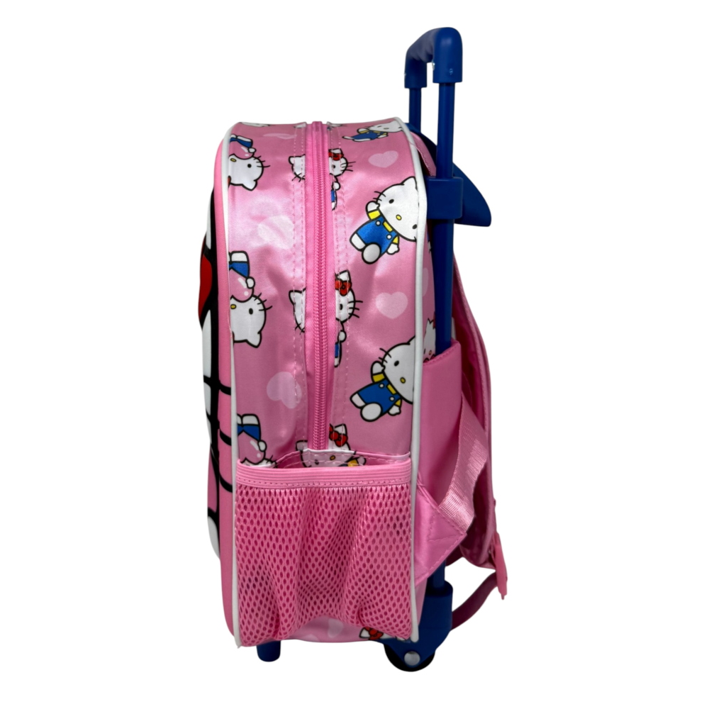 ZAINO ASILO TROLLEY 3D HELLO KITTY SANRIO 34 CM CON SPALLACCI E CARRELLO- 09609 