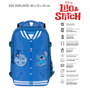 ZAINO DA VIAGGIO STITCH DISNEY 40 CM BAGAGLIO A MANO DA CABINA ADATTABILE A TROLLEY - 09260