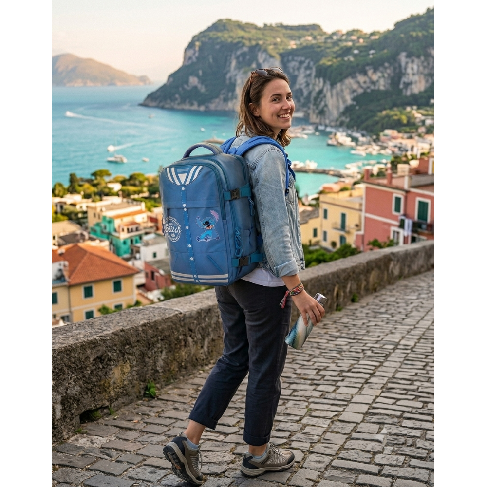 ZAINO DA VIAGGIO STITCH DISNEY 40 CM BAGAGLIO A MANO DA CABINA ADATTABILE A TROLLEY - 09260