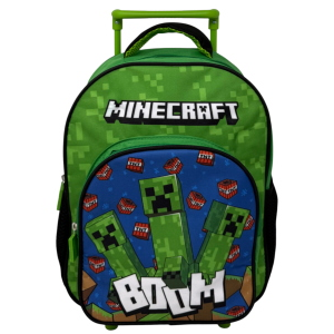 ZAINO ASILO TROLLEY MINECRAFT CON TASCA FRONTALE 30 CM. MANICO ALLUNGABILE - FU5316
