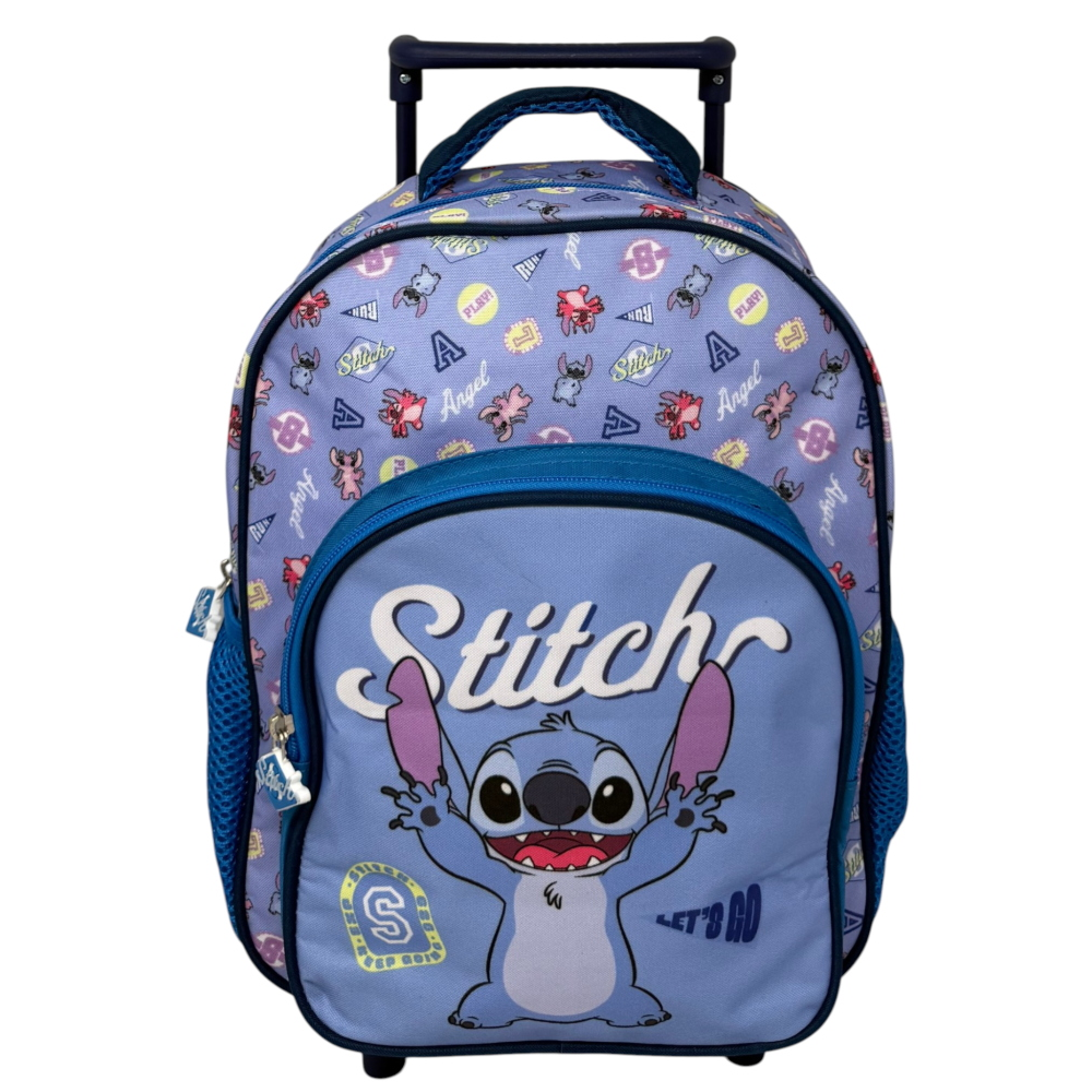 ZAINO ASILO TROLLEY STITCH DISNEY CON TASCA FRONTALE 30 CM. MANICO ALLUNGABILE - SF5293