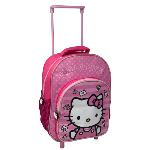 ZAINO ASILO TROLLEY HELLO KITTY SANRIO CON TASCA FRONTALE 30 CM. MANICO ALLUNGABILE - SF4326