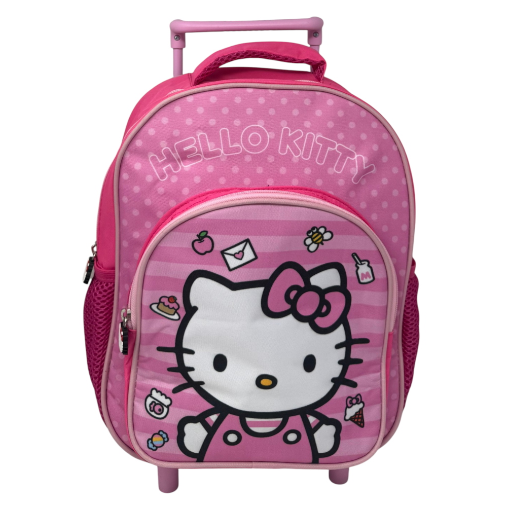 ZAINO ASILO TROLLEY HELLO KITTY SANRIO CON TASCA FRONTALE 30 CM. MANICO ALLUNGABILE - SF4326
