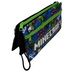 TOMBOLINO MINECRAFT 3 SCOMPARTI BUSTINA ASTUCCIO PORTACOLORI 22 CM - FU3992