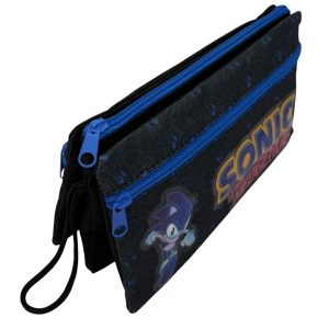 TOMBOLINO SONIC 3 SCOMPARTI BUSTINA ASTUCCIO PORTACOLORI 22 CM - FU4005
