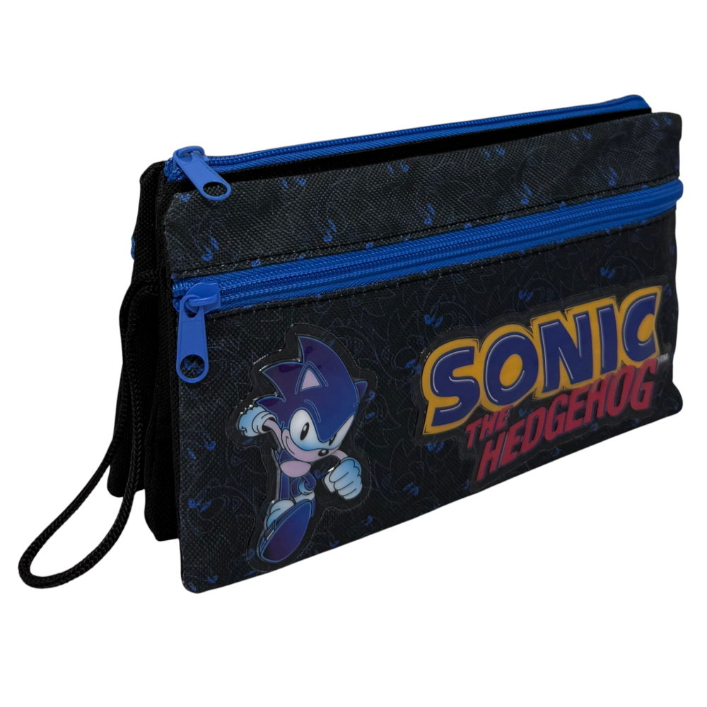 TOMBOLINO SONIC 3 SCOMPARTI BUSTINA ASTUCCIO PORTACOLORI 22 CM - FU4005