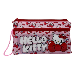 TOMBOLINO HELLO KITTY SANRIO 3 SCOMPARTI BUSTINA ASTUCCIO PORTACOLORI 22 CM - SF4029