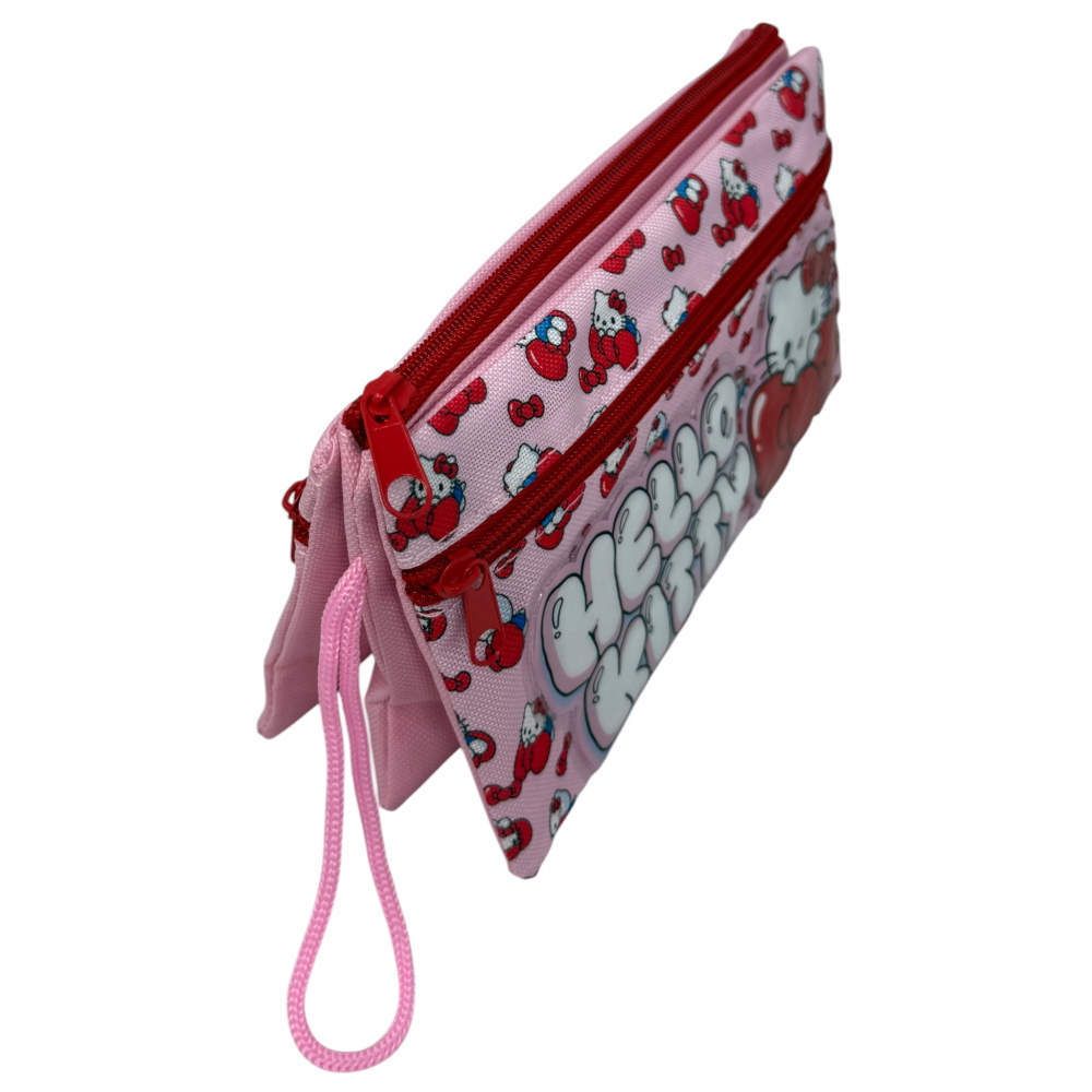 TOMBOLINO HELLO KITTY SANRIO 3 SCOMPARTI BUSTINA ASTUCCIO PORTACOLORI 22 CM - SF4029