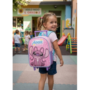 ZAINO ASILO TROLLEY STITCH ANGEL DISNEY BORSA PER SCUOLA MATERNA TEMPO LIBERO - SF4487