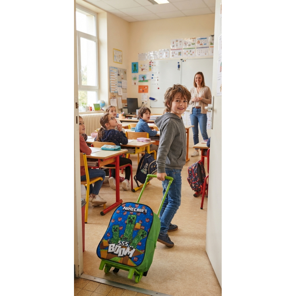ZAINO ASILO TROLLEY MINECRAFT BORSA PER SCUOLA MATERNA TEMPO LIBERO - FU5224