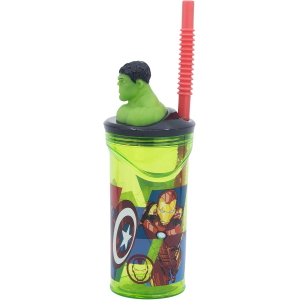 BICCHIERE CON CANNUCCIA AVENGERS HULK MARVEL PERSONAGGIO 3D 360 ML BPA FREE - ST10202