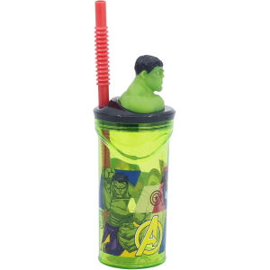 BICCHIERE CON CANNUCCIA AVENGERS HULK MARVEL PERSONAGGIO 3D 360 ML BPA FREE - ST10202