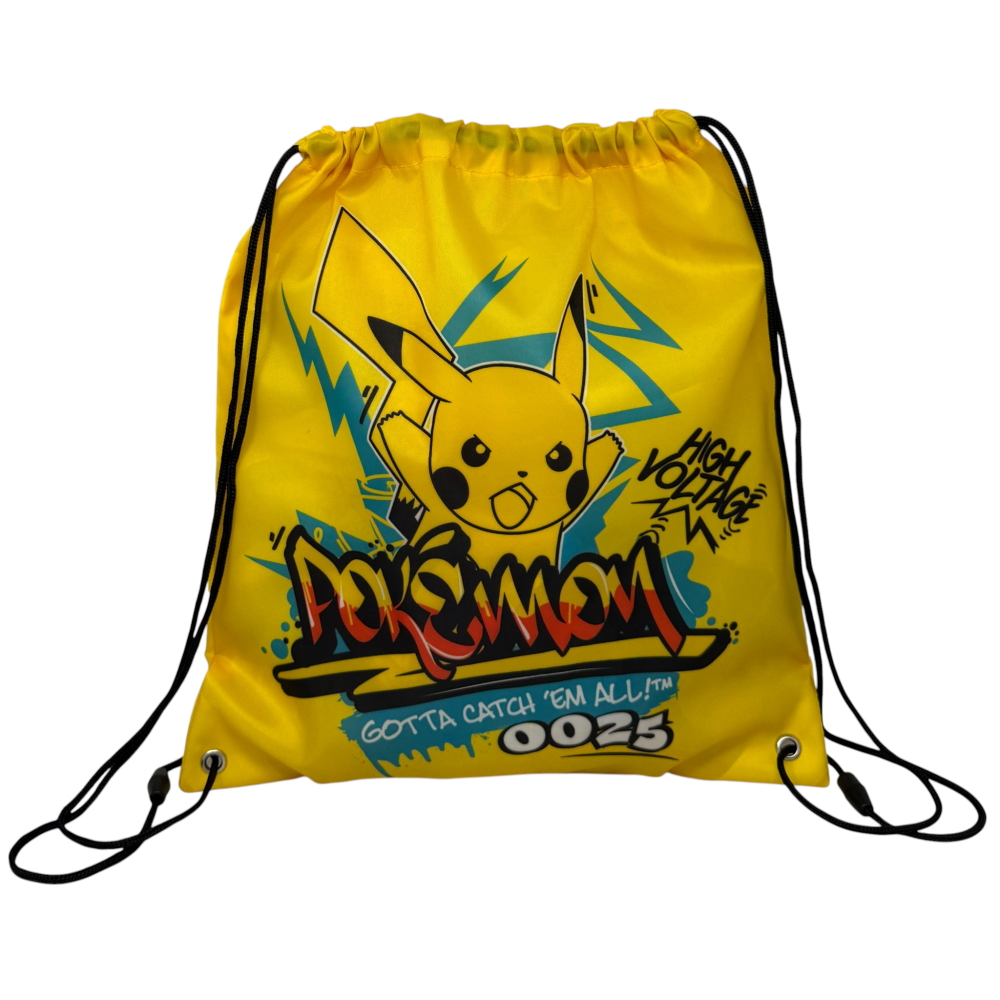 SACCA PIKACHU BORSA SPORTIVA TEMPO LIBERO CON CHIUSURA A COULISSE 36X33 CM -  ZH25060