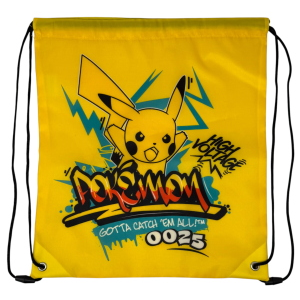SACCA PIKACHU BORSA SPORTIVA TEMPO LIBERO CON CHIUSURA A COULISSE 36X33 CM -  ZH25060