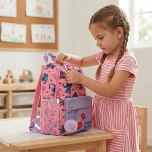 ZAINO ASILO STITCH ANGEL DISNEY CON TASCA FRONTALE BORSA PASSEGGIO 31 CM - ZH25004