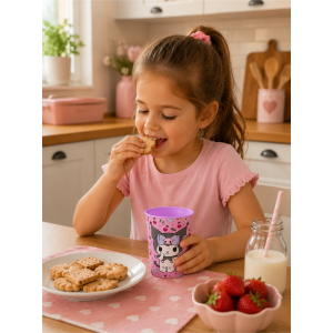 BICCHIERE KUROMI SANRIO IN  PLASTICA SEMIRIGIDA RIUTILIZZABILE 260 ML BPA FREE - ST88307