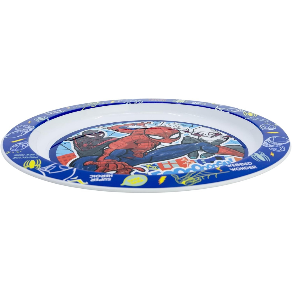 SET PAPPA 5 PEZZI SPIDERMAN MARVEL PIATTI BICCHIERE POSATE IN PLASTICA RIGIDA RIUTILIZZABILE IN CONFEZIONE - ST83550