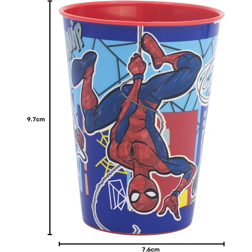 SET PAPPA 5 PEZZI SPIDERMAN MARVEL PIATTI BICCHIERE POSATE IN PLASTICA RIGIDA RIUTILIZZABILE IN CONFEZIONE - ST83550