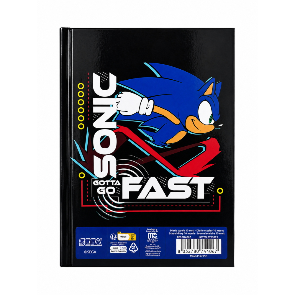 DIARIO SONIC THE HEDGEHOG AGENDA 10 MESI SCUOLA ELEMENTARE MEDIA - FU4067