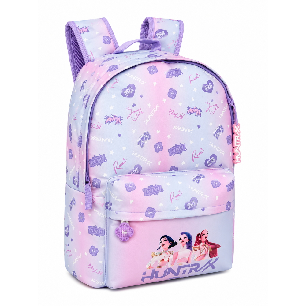 ZAINO SCUOLA HUNTRIX KPOP DEMON HUNTERS BORSA MODELLO AMERICANO 43 CM CON TASCA PORTA LAPTOP - W17143MC