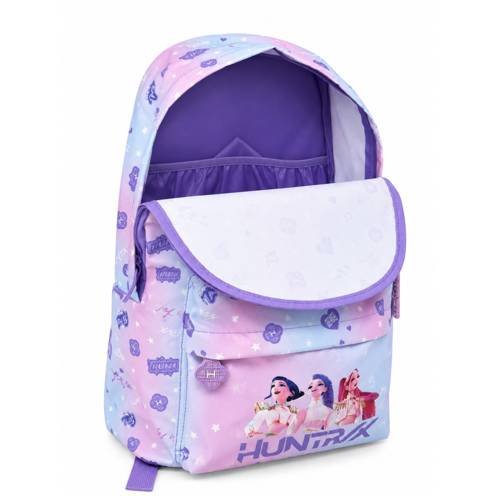 ZAINO SCUOLA HUNTRIX KPOP DEMON HUNTERS BORSA MODELLO AMERICANO 43 CM CON TASCA PORTA LAPTOP - W17143MC