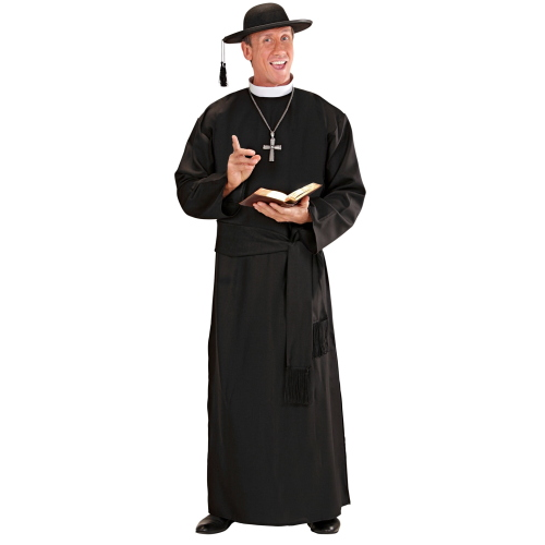 COSTUME DA PRETE UOMO TRAVESTIMENTO CARNEVALE TUNICA E CINTURA COSPLAY FESTE A TEMA - 3901