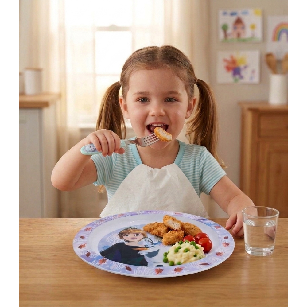 PIATTO PIANO FROZEN DISNEY STOVIGLIA 22 CM IN PLASTICA RIUTILIZZABILE ADATTO AL MICROONDE - ST81047