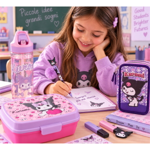 PORTAMERENDA KUROMI SANRIO PORTA PRANZO SCUOLA TEMPO LIBERO CM 17X14X6 - ST88374