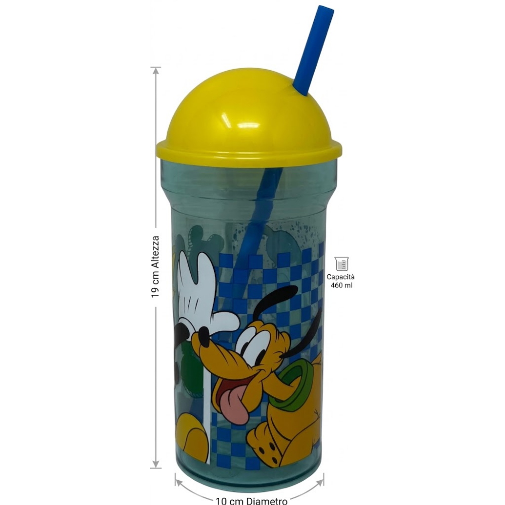 BICCHIERE CON CANNUCCIA TOPOLINO DISNEY 460 ML BPA FREE CON COPERCHIO - ST81188