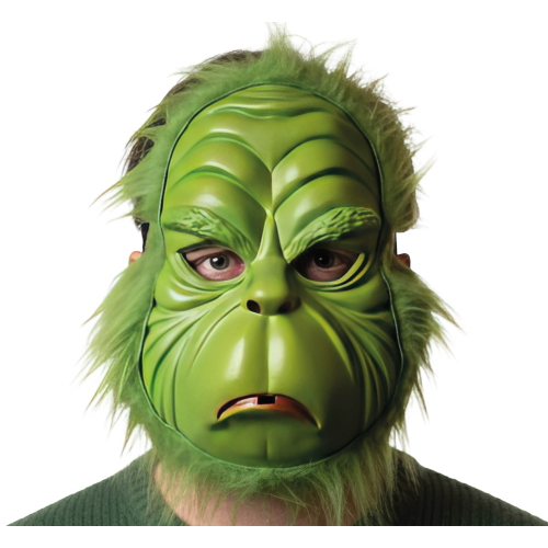 MASCHERA FOLLE VERDE IN PVC CON ELASTICO ACCESSORIO TRAVESTIMENTO COSPLAY GRINCH - 20103