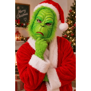MASCHERA FOLLE VERDE IN PVC CON ELASTICO ACCESSORIO TRAVESTIMENTO COSPLAY GRINCH - 20103