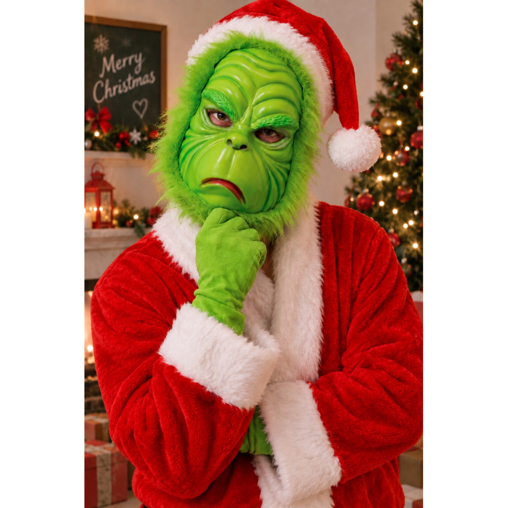 MASCHERA FOLLE VERDE IN PVC CON ELASTICO ACCESSORIO TRAVESTIMENTO COSPLAY GRINCH - 20103