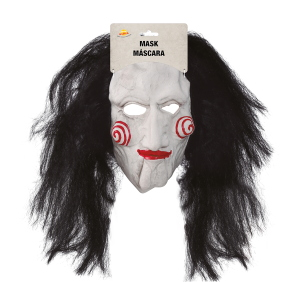 MASCHERA MARIONETTA IN LATTICE CON CAPELLI ADULTO TRAVESTIMENTO HALLOWEEN COSPLAY SAW L'ENIGMISTA - 2860