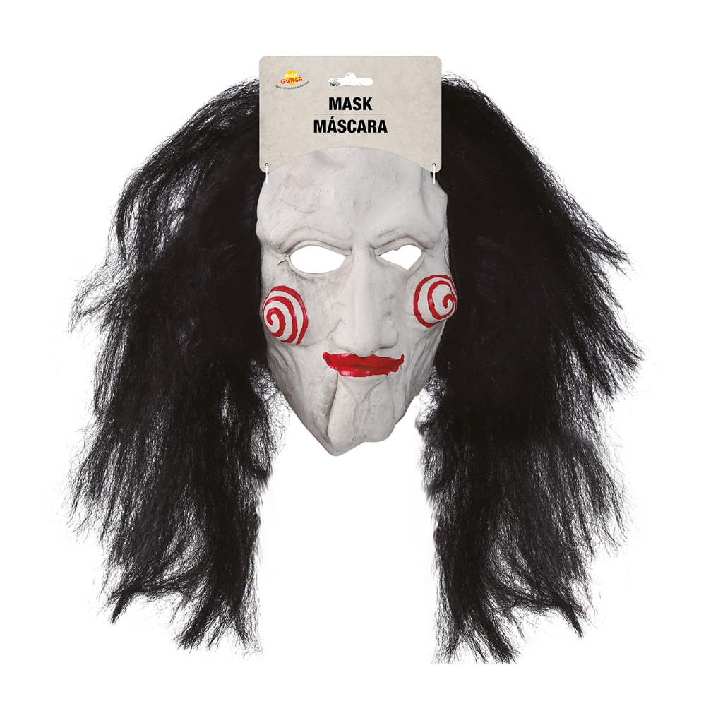 MASCHERA MARIONETTA IN LATTICE CON CAPELLI ADULTO TRAVESTIMENTO HALLOWEEN COSPLAY SAW L'ENIGMISTA - 2860
