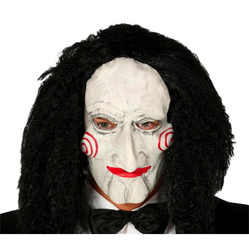 MASCHERA MARIONETTA IN LATTICE CON CAPELLI ADULTO TRAVESTIMENTO HALLOWEEN COSPLAY SAW L'ENIGMISTA - 2860