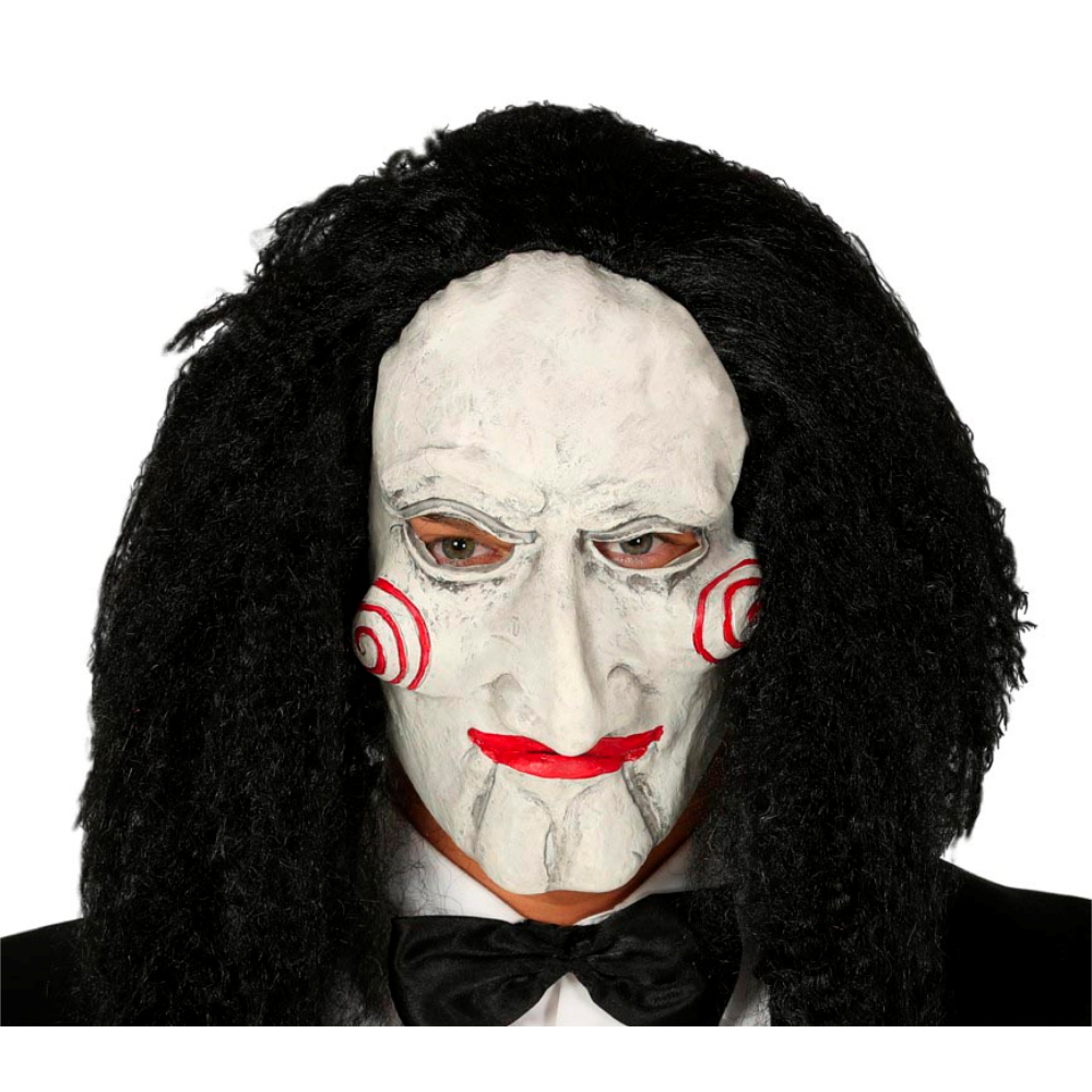 MASCHERA MARIONETTA IN LATTICE CON CAPELLI ADULTO TRAVESTIMENTO HALLOWEEN COSPLAY SAW L'ENIGMISTA - 2860