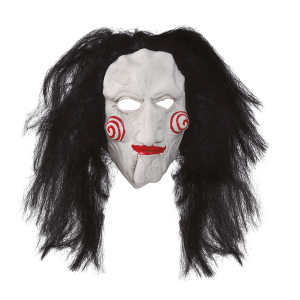 MASCHERA MARIONETTA IN LATTICE CON CAPELLI ADULTO TRAVESTIMENTO HALLOWEEN COSPLAY SAW L'ENIGMISTA - 2860