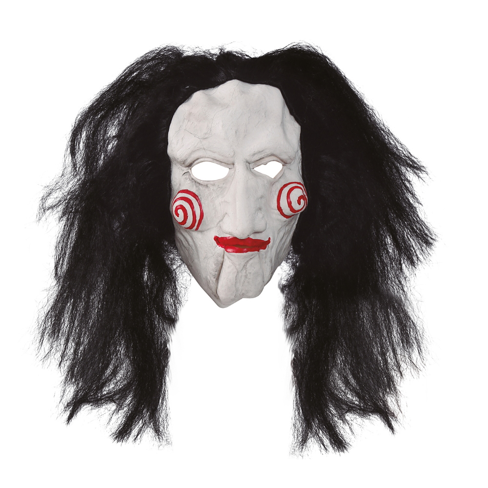 MASCHERA MARIONETTA IN LATTICE CON CAPELLI ADULTO TRAVESTIMENTO HALLOWEEN COSPLAY SAW L'ENIGMISTA - 2860
