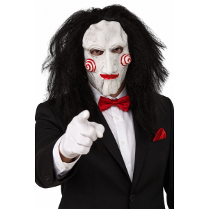 MASCHERA MARIONETTA IN LATTICE CON CAPELLI ADULTO TRAVESTIMENTO HALLOWEEN COSPLAY SAW L'ENIGMISTA - 2860