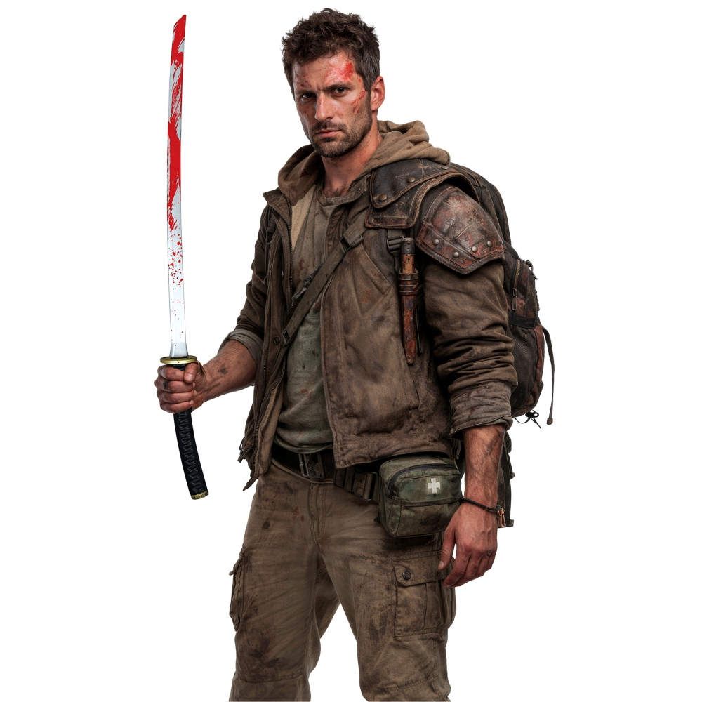 SPADA SAMURAI GIOCATTOLO CON SANGUE 97 CM ACCESSORIO TRAVESTIMENTO COSPLAY HALLOWEEN - 19538