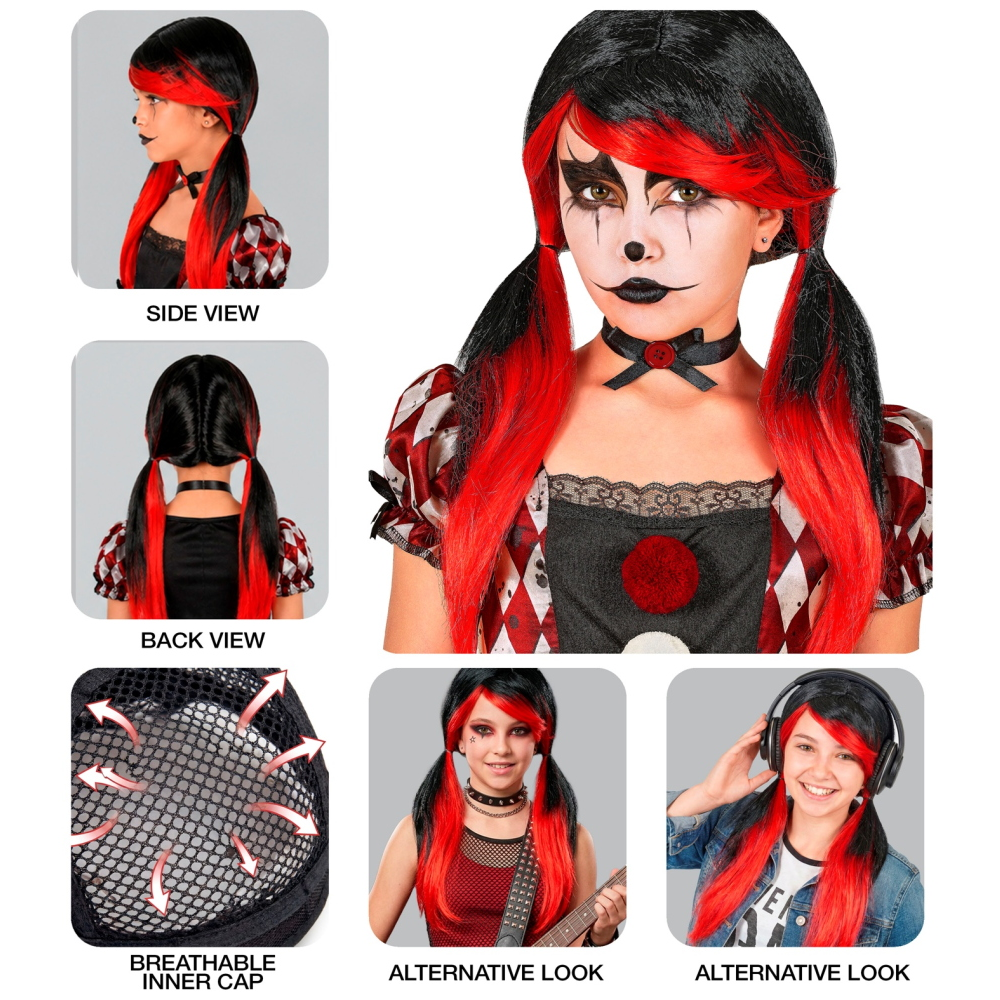 PARRUCCA PAGLIACCIO HORROR ACCESSORI PER ABITO VESTITO TRAVESTIMENTO CARNEVALE - 10291