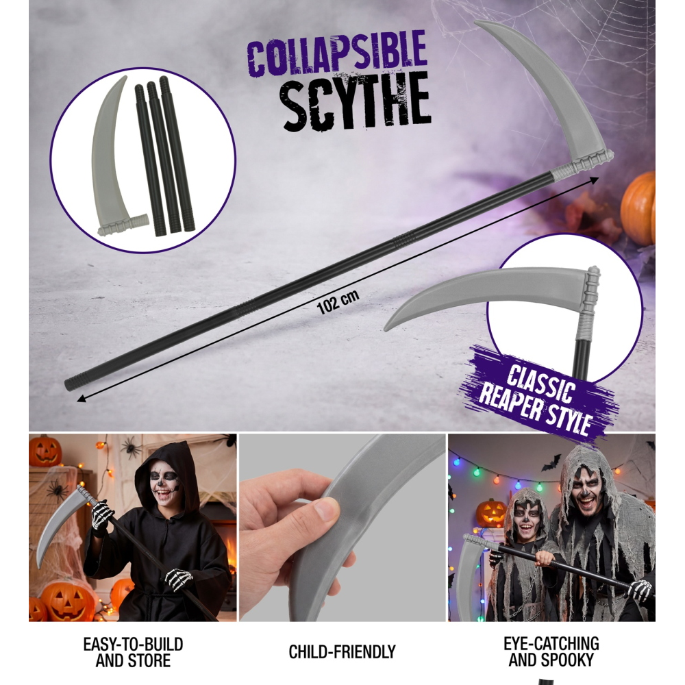 FALCE 102 CM ABBATIBILE ACCESSORI HALLOWEEN CARNEVALE - 12045