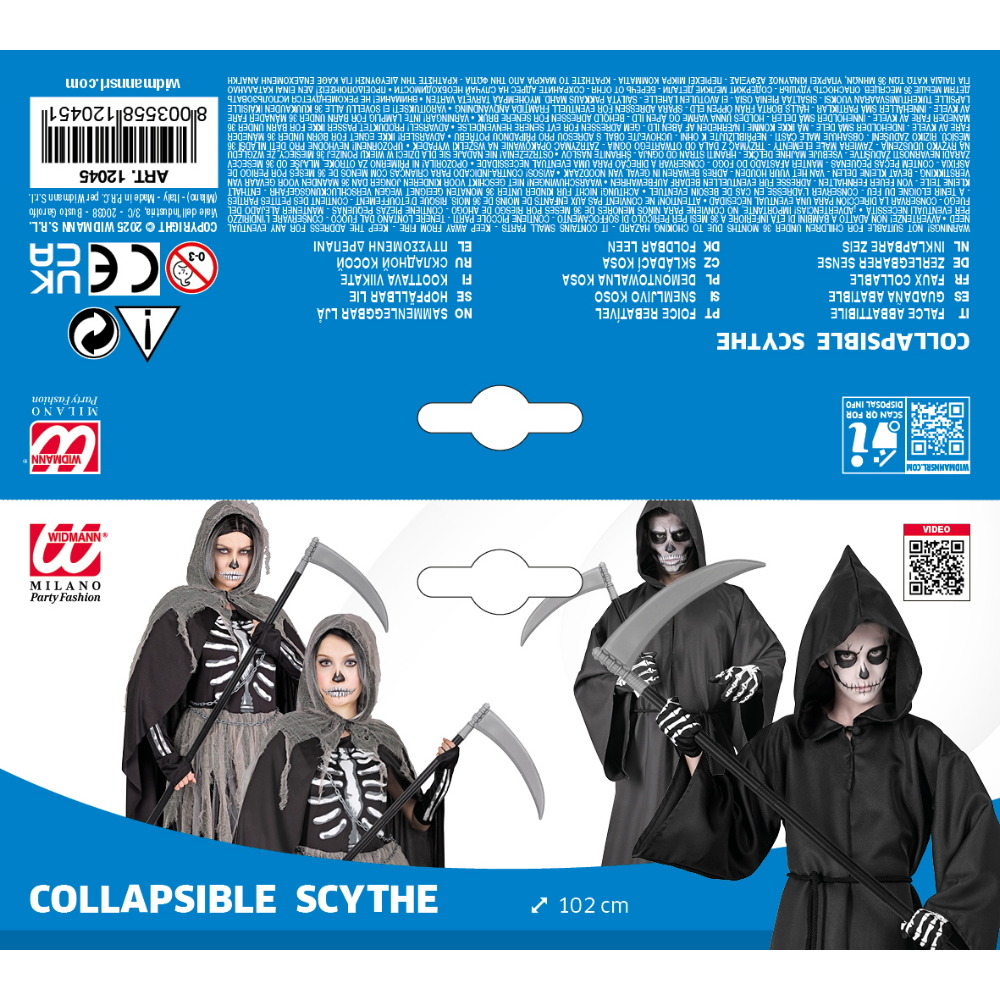 FALCE 102 CM ABBATIBILE ACCESSORI HALLOWEEN CARNEVALE - 12045