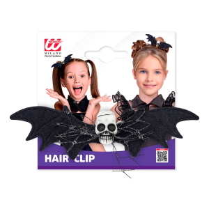 FERMACAPELLI TESCHIO PIPISTRELLO ACCESSORI PER TRAVESTIMENTO CARNEVALE HALLOWEEN - 65013