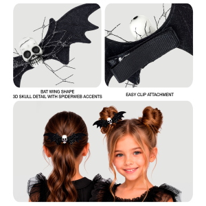 FERMACAPELLI TESCHIO PIPISTRELLO ACCESSORI PER TRAVESTIMENTO CARNEVALE HALLOWEEN - 65013