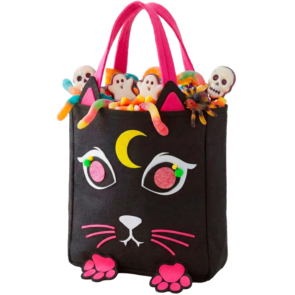 CESTINO DOLCETTO O SCHERZETTO GATTO BORSETTA ACCESSORI HALLOWEEN CARNEVALE - 86875